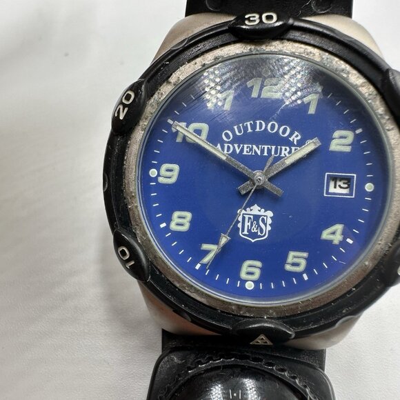 Field & Stream Watch Men Silver Tone Blue Dial Black Band New Battery 9” - Picture 4 of 16